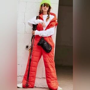Free People FP Movement Pippa Packable Puffer Suit One Piece Size Medium Orange